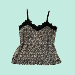 Leopard Print Lace Trim Camisole NWT